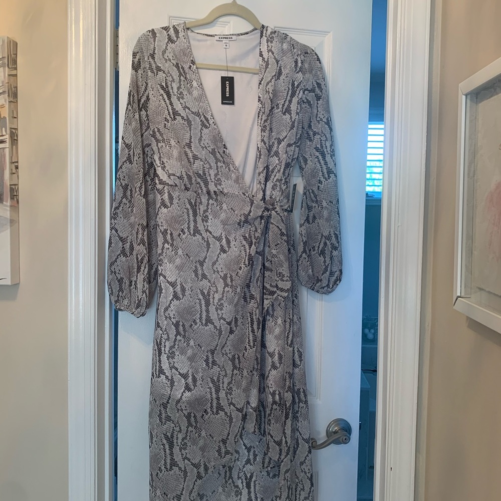 Express snakeskin wrap dress